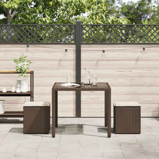 2 db barna polyrattan kerti szék párnával 40x40x43 cm