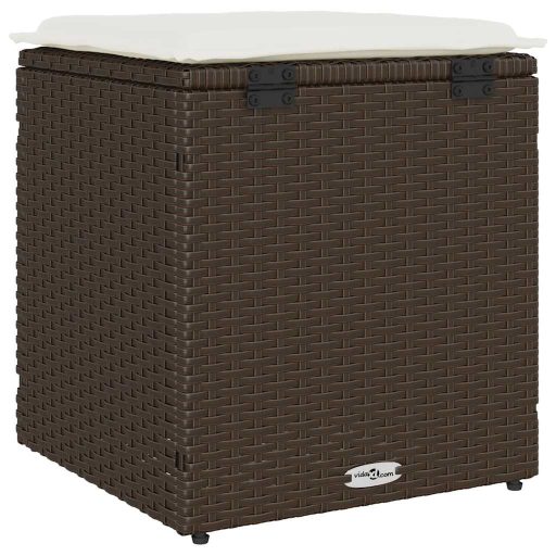 2 db barna polyrattan kerti szék párnával 40x40x43 cm