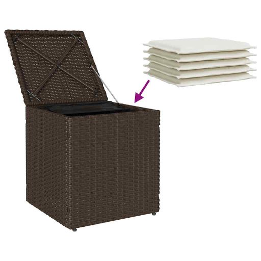 2 db barna polyrattan kerti szék párnával 40x40x43 cm