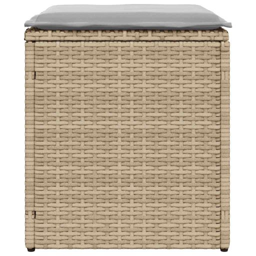 2 db bézs polyrattan kerti szék párnával 40x40x43 cm