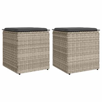   2 db világosszürke polyrattan kerti szék párnával 40x40x43 cm