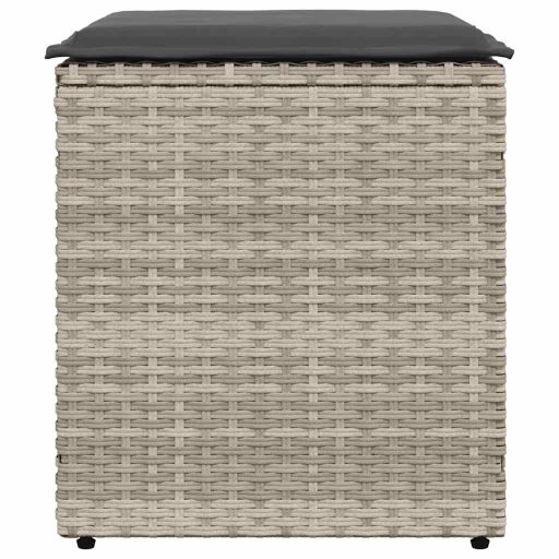 2 db világosszürke polyrattan kerti szék párnával 40x40x43 cm