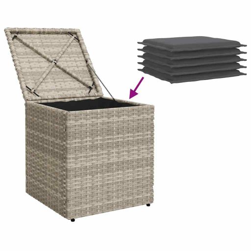2 db világosszürke polyrattan kerti szék párnával 40x40x43 cm