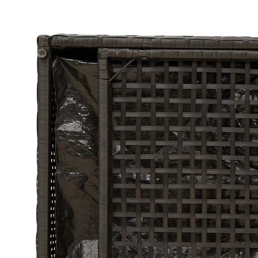 Fekete polyrattan kültéri tárolópad párnával 100 cm