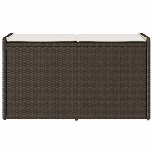 Barna polyrattan kültéri tárolópad párnával 100 cm