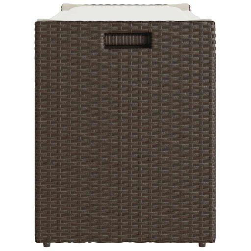 Barna polyrattan kültéri tárolópad párnával 100 cm