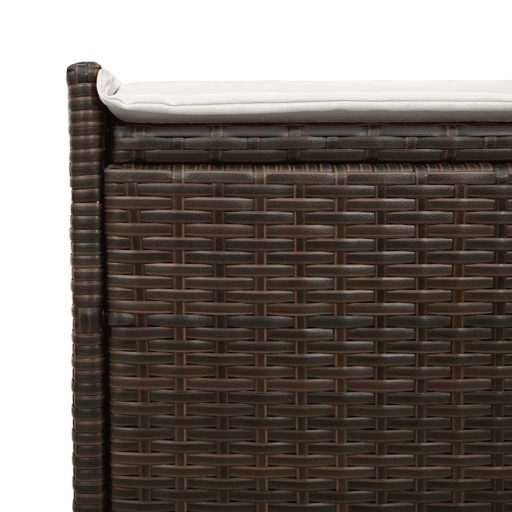 Barna polyrattan kültéri tárolópad párnával 100 cm