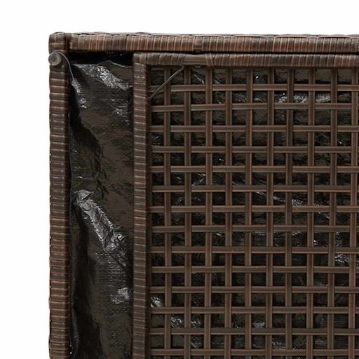 Barna polyrattan kültéri tárolópad párnával 100 cm