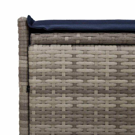 Szürke polyrattan kültéri tárolópad párnával 100 cm
