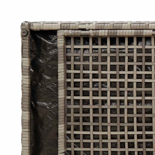 Szürke polyrattan kültéri tárolópad párnával 100 cm