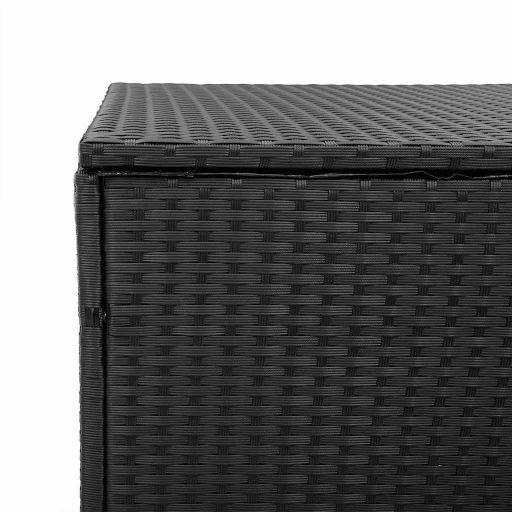 Fekete polyrattan kerti tárolóláda 110x50x58 cm