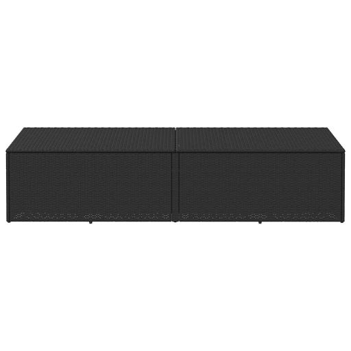 Fekete polyrattan kerti tárolóláda 220x50x58 cm