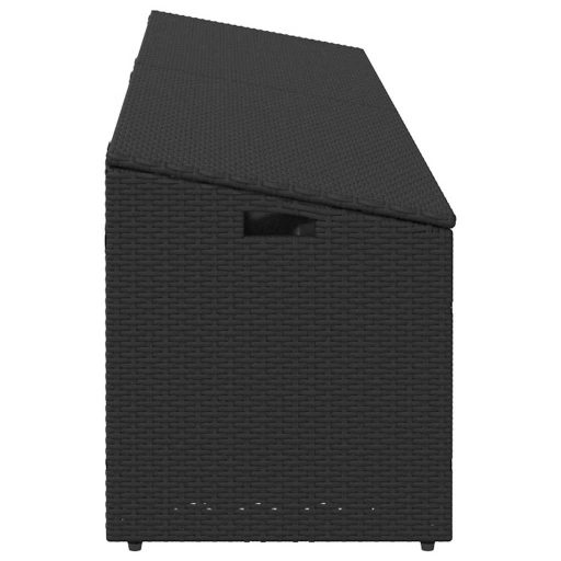 Fekete polyrattan kerti tárolóláda 220x50x58 cm