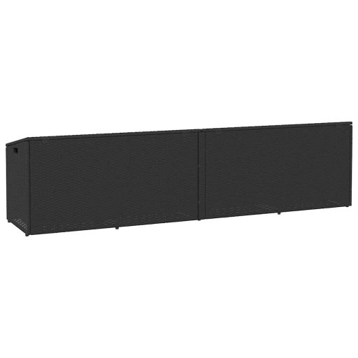 Fekete polyrattan kerti tárolóláda 220x50x58 cm