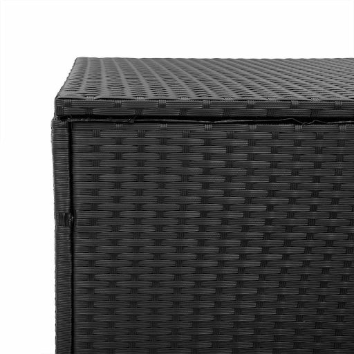 Fekete polyrattan kerti tárolóláda 220x50x58 cm