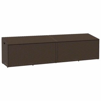 Barna polyrattan kerti tárolóláda 220x50x58 cm