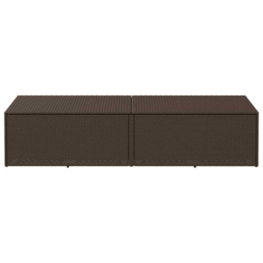 Barna polyrattan kerti tárolóláda 220x50x58 cm