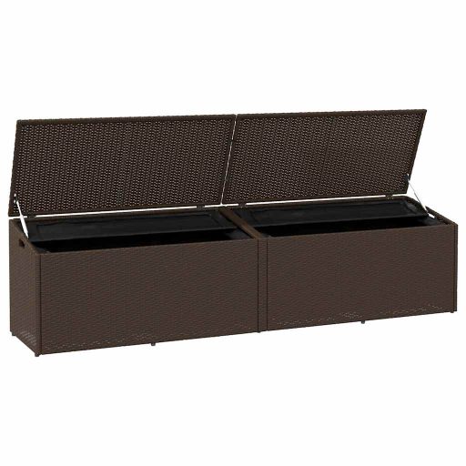 Barna polyrattan kerti tárolóláda 220x50x58 cm