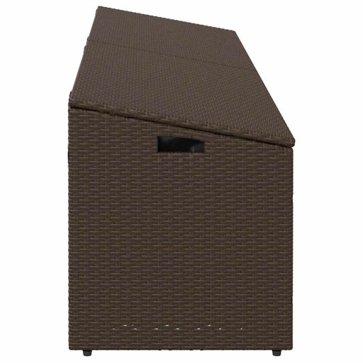 Barna polyrattan kerti tárolóláda 220x50x58 cm