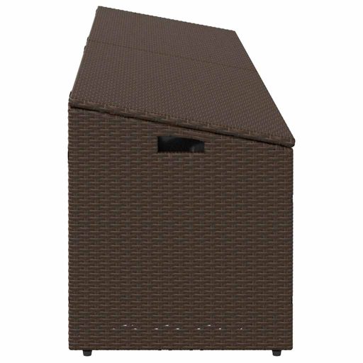 Barna polyrattan kerti tárolóláda 220x50x58 cm