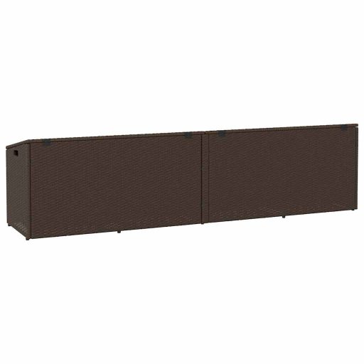 Barna polyrattan kerti tárolóláda 220x50x58 cm