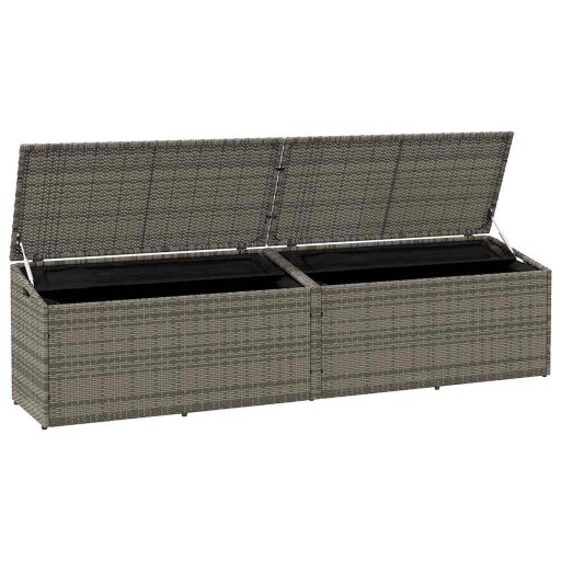 Szürke polyrattan kerti tárolóláda 220x50x58 cm