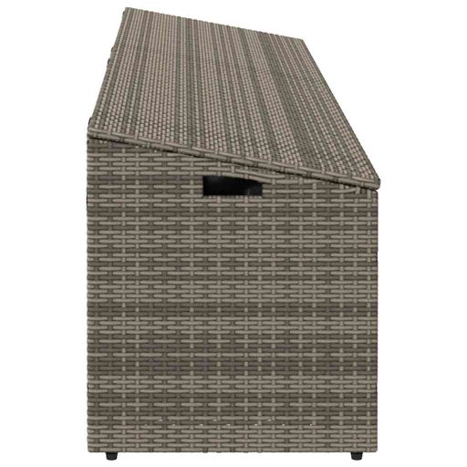 Szürke polyrattan kerti tárolóláda 220x50x58 cm