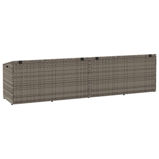 Szürke polyrattan kerti tárolóláda 220x50x58 cm