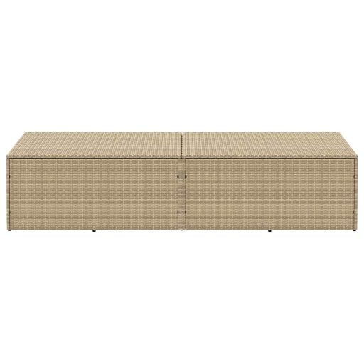 Bézs polyrattan kerti tárolóláda 220x50x58 cm