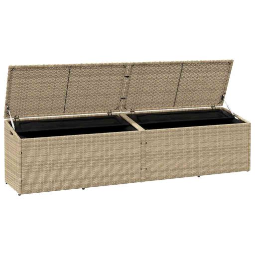 Bézs polyrattan kerti tárolóláda 220x50x58 cm