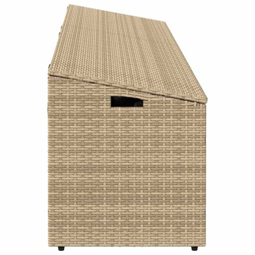 Bézs polyrattan kerti tárolóláda 220x50x58 cm