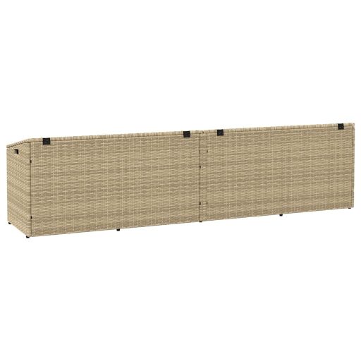 Bézs polyrattan kerti tárolóláda 220x50x58 cm