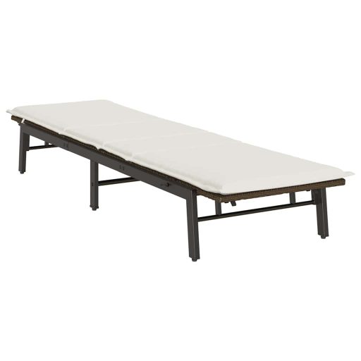 Barna polyrattan napozóágy párnával