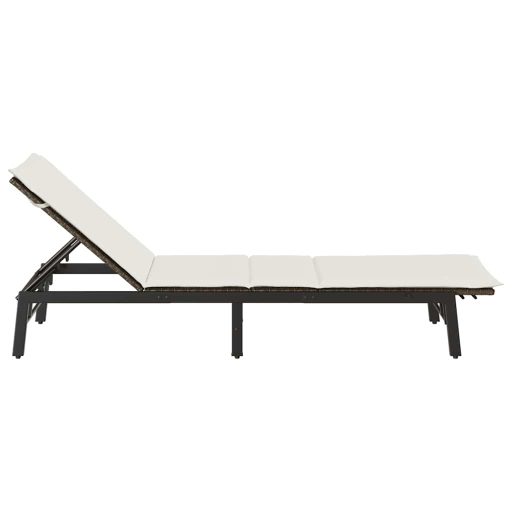 Barna polyrattan napozóágy párnával