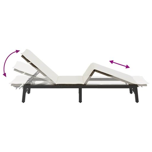 Barna polyrattan napozóágy párnával