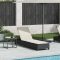 Fekete polyrattan napozóágy párnákkal 55x200x25,5 cm