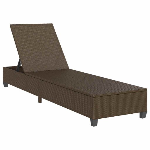 Barna polyrattan napozóágy párnákkal 55x200x25,5 cm