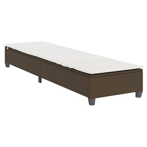 Barna polyrattan napozóágy párnákkal 55x200x25,5 cm