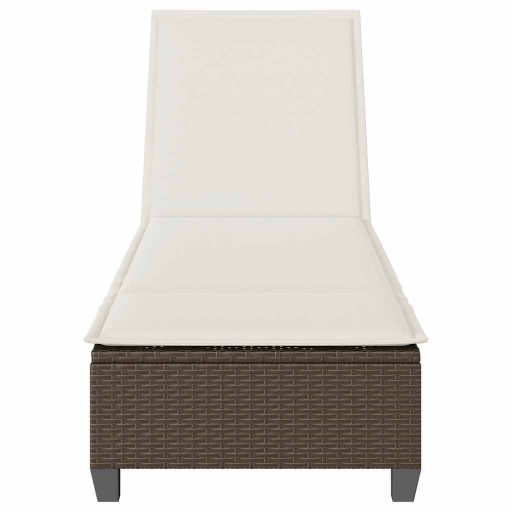 Barna polyrattan napozóágy párnákkal 55x200x25,5 cm