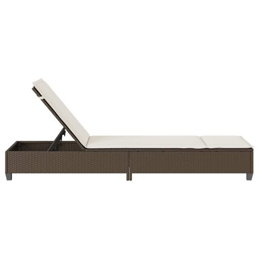 Barna polyrattan napozóágy párnákkal 55x200x25,5 cm