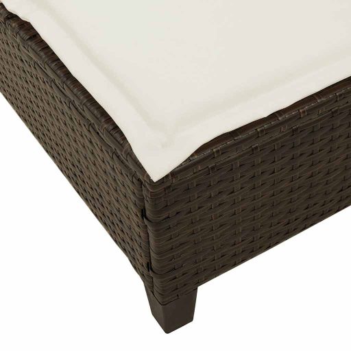 Barna polyrattan napozóágy párnákkal 55x200x25,5 cm
