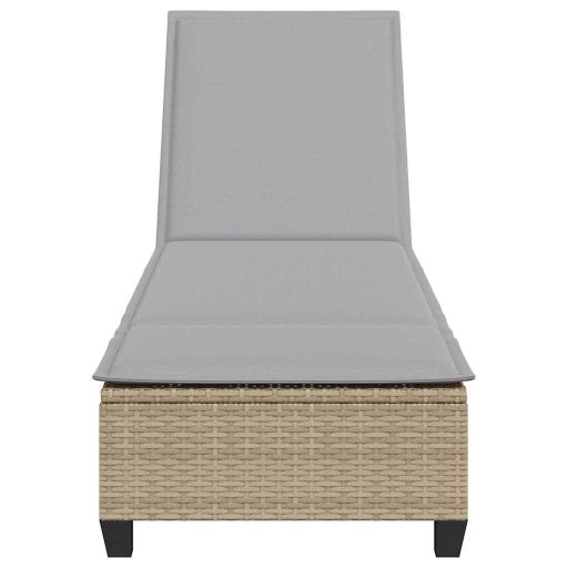 Bézs polyrattan napozóágy párnákkal 55x200x25,5 cm