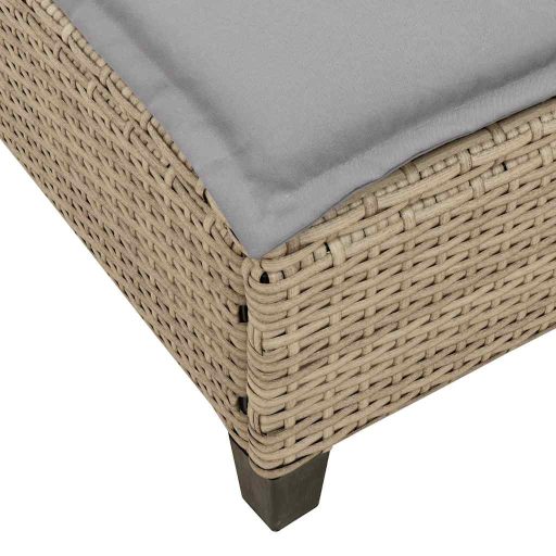 Bézs polyrattan napozóágy párnákkal 55x200x25,5 cm