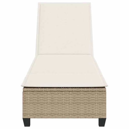 Bézs polyrattan napozóágy párnákkal 55x200x25,5 cm