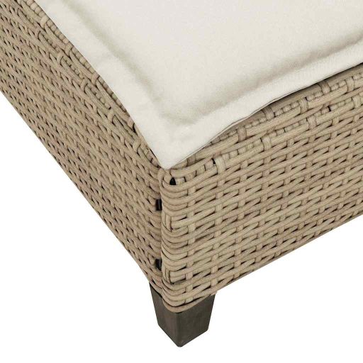 Bézs polyrattan napozóágy párnákkal 55x200x25,5 cm