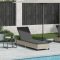 Világosszürke polyrattan napozóágy párnákkal 55x200x25,5 cm