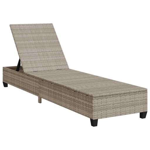 Világosszürke polyrattan napozóágy párnákkal 55x200x25,5 cm