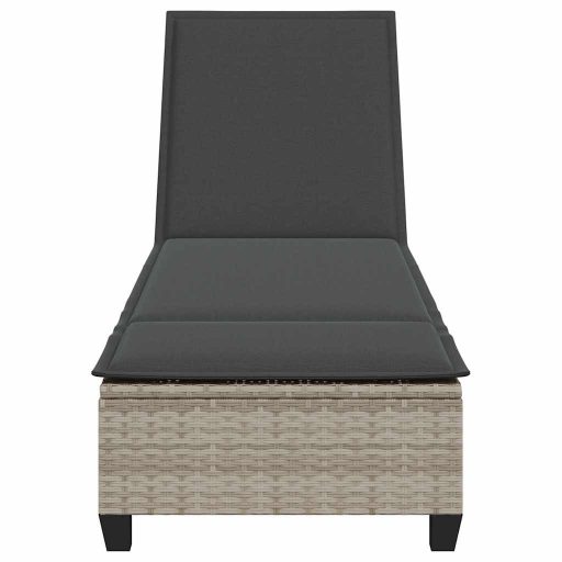 Világosszürke polyrattan napozóágy párnákkal 55x200x25,5 cm