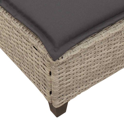 Világosszürke polyrattan napozóágy párnákkal 55x200x25,5 cm