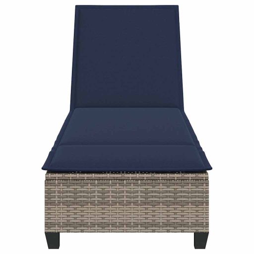 Szürke polyrattan napozóágy párnákkal 55x200x25,5 cm